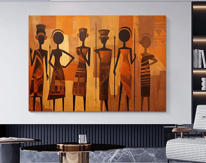 African Tribal Decor, African American Culture Home Decor, African Women Art, Black Woman Decor, Traditional Dress Art, Culturel Wall Decor