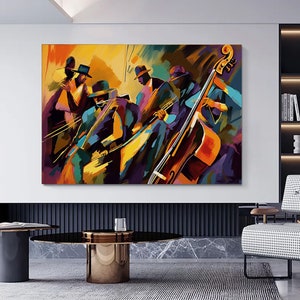 Jazz Club, Nacht und Musik, Konzert, Orchester, Jazz Wanddekor, Leinwand Gemälde