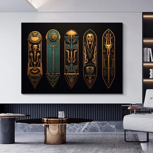 Ancient-Egypt-hieroglyphs-artifacts-Canvas wall decor.Ancient Egypt canvas print.