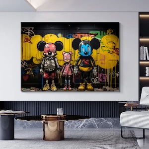 Urban Style Canvas| Banksy Style Canvas Art | Street Graffiti Art Print | Modern Home Decor | Banksy Wall Print | Large Framed Wall Art Set