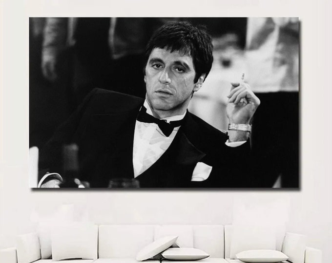 Movie Scene Al Pacino Famous Portrait Art, Scarface Canvas Wall Art, Canvas Print, Al Pacino Poster, Al Pacino Canvas, Ready to Hang