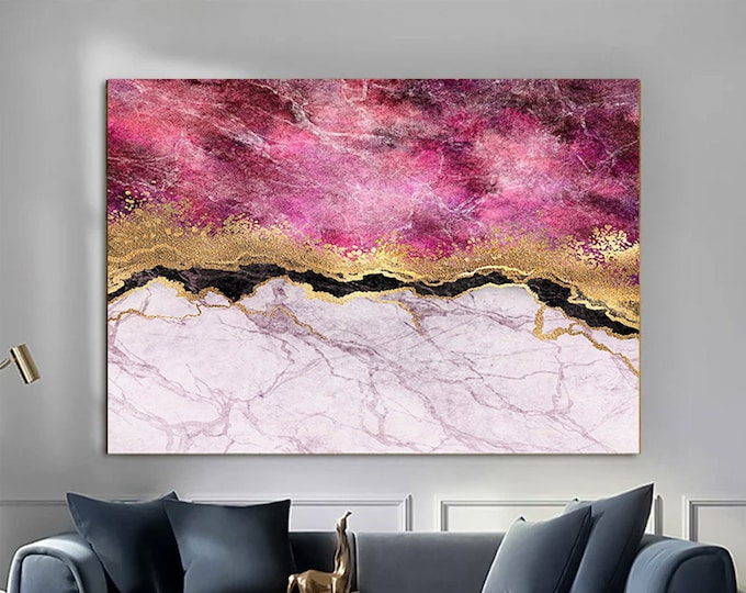 Large Canvas, Canvas Art, Wall Art Canvas, Pink And Gold Marble Wall Art, Gold Shimmery Poster, Modern Canvas Poster, Gold Marble Canvas,