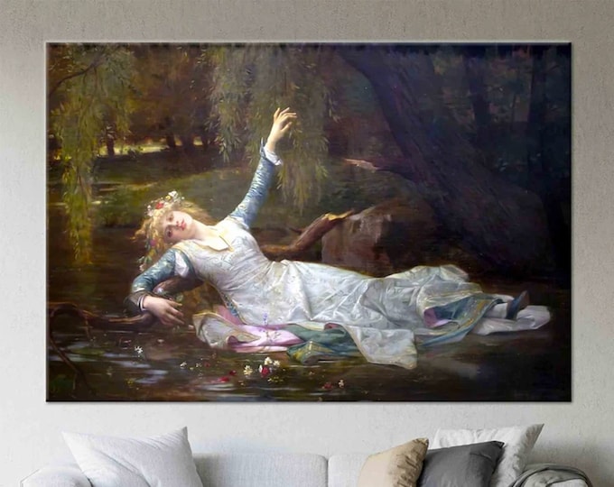 Alexandre Cabanel, Oil Painting Print, Woman Canvas Art, Girl Poster, Famous Wall Art, Cabanel Ophelia Wall Art, Reproduction Canvas Art,