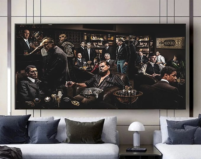 Famous Gangsters Canvas Wall Art Gangsters Canvas Print Home Decor Office Decor The Godfather Art Large Canvas Wall Decor Famous Last Supper