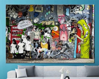 Banksy Graffiti Canvas: Street Art Style Wall Art