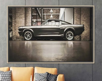 American Mustang Gt 500 Wall Art, Gt 500 mustang Poster, Car Wall Art, American Car Wall Art,Classic Car Canvas, Ford Mustang Canvas Art,