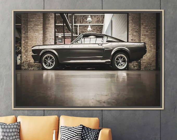 American Mustang Gt 500 Wall Art, Gt 500 mustang Poster, Car Wall Art, American Car Wall Art,Classic Car Canvas, Ford Mustang Canvas Art,