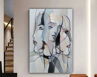 Abstract Woman Face Painting Print: Luxury Wall Decor Canvas