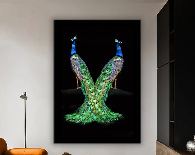Canvas Artwork Extra Large Peacock Canvas Painting Wall Art, Wall Art, Animal Poster, Animal Canvas, Peacock  Poster,Ready to Hand