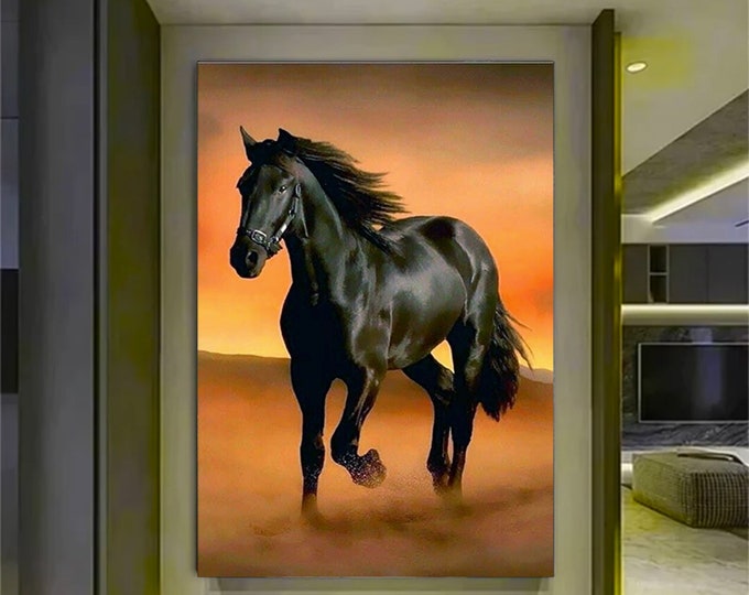 horse canvas wall art print, horse canvas print , horse canvas painting , prancing horse canvas decor , modern wall decor , office decor,