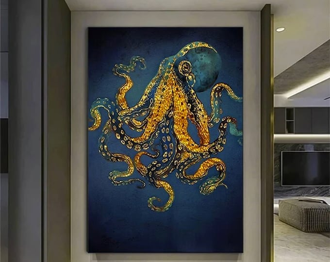 Octopus Wall Art, Abstract Canvas, Modern Wall Decor, Animal Wall Art, Sea Octopus Painting, octopus canvas print, colorful octopus art