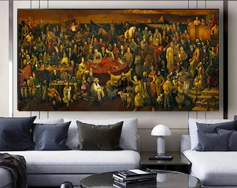 Discussing The Divine Comedy Canvas Print: Dante, Chaplin, Shakespeare, Mozart, Bruce Lee