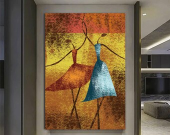 Abstract Ballerina Art Print, Colorful Dance Canvas
