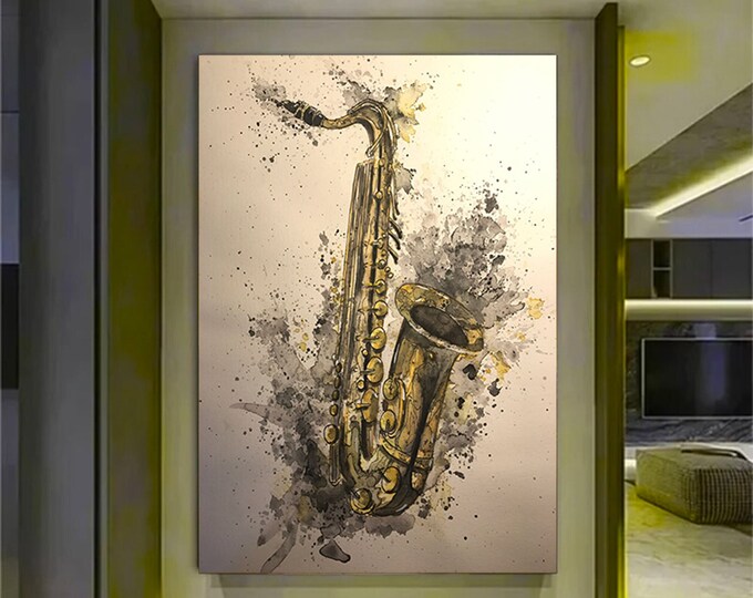 Saxophone Canvas Print, Music Art , Wall Art Home Decor, Music Canvas Painting, Saxophone Canvas Poster