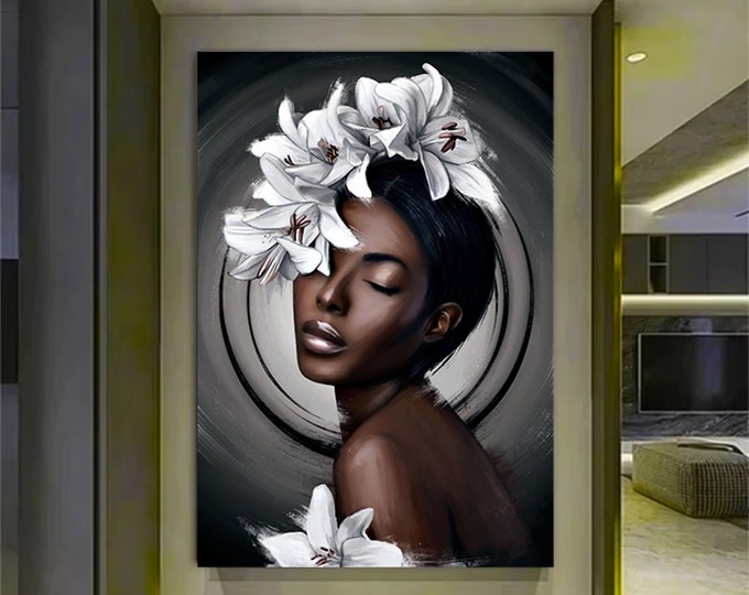 Ethnic Canvas Art, Women Wall Art, Canvas Wall Art, Ethnic Women Wall Art, African Woman Wall Art, Ethnic Art,Home Decor,Framed Canvas Art