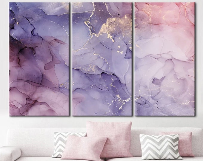Purple And Pink Marble, Modern Art Canvas, Marble Art Canvas, Purple Marble Poster, Alcohol Ink Canvas Art, Gold Marble Art Canvas