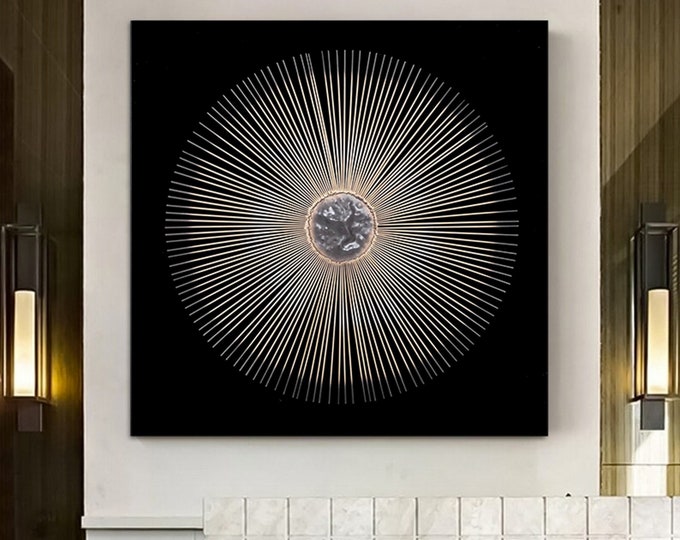 Geometric abstract canvas oil painting navy black texture wall art bilder for living room ready art home white and black canvas