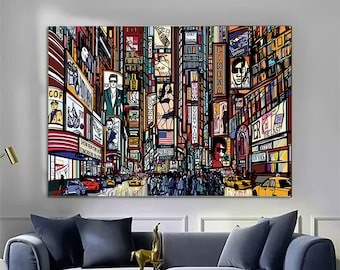 New York Illustration New York canvas print New York poster Modern wall art Modern poster Office Painting Large wall art Large abstract