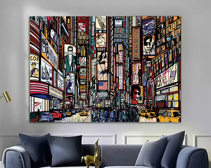 New York Illustration New York canvas print New York poster Modern wall art Modern poster Office Painting Large wall art Large abstract
