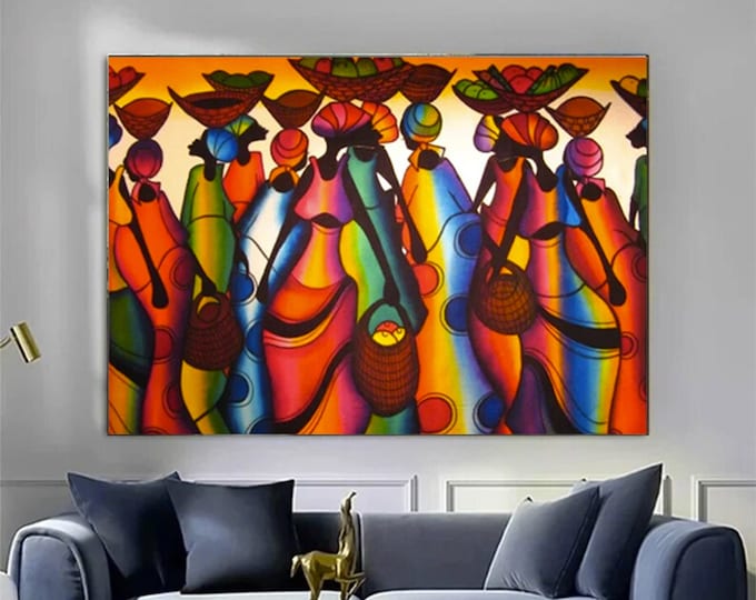 African Art Canvas-African Woman Colorful Abstract Art Poster/Printed Picture Wall Art Decoration POSTER or CANVAS READY to Hang
