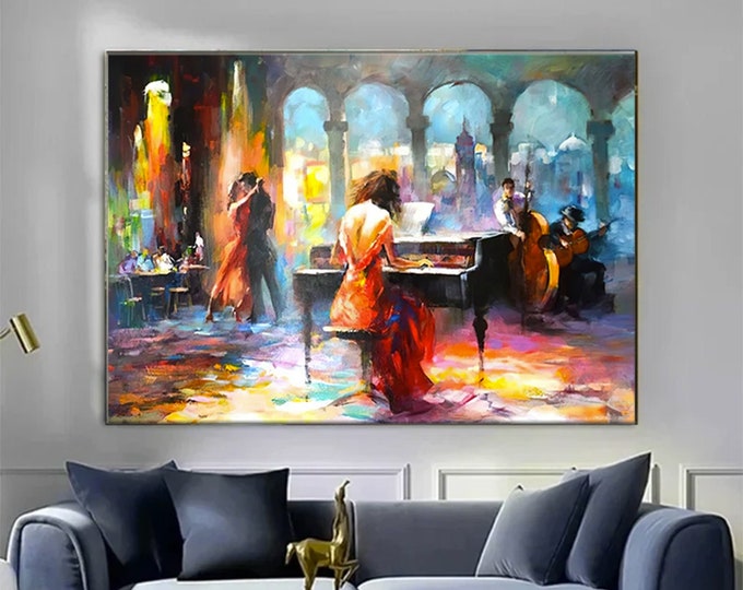 Pianist Woman dance tango Poster wall art, Musician Printed, Reproduction Art Canvas, tango musical poster decor