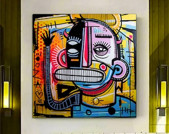 Original Graffiti Art Painting: Modern Abstract Street Art on Canvas