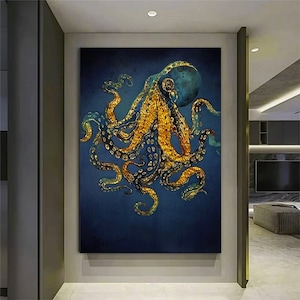 Octopus Wall Art, Abstract Canvas, Modern Wall Decor, Animal Wall Art, Sea Octopus Painting, octopus canvas print, colorful octopus art