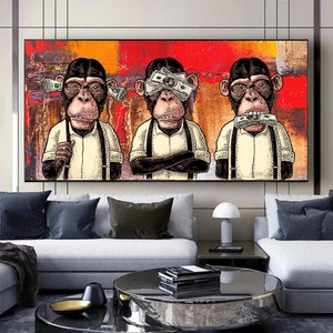 Three Wise Monkeys Canvas Art: Modern Office Decor