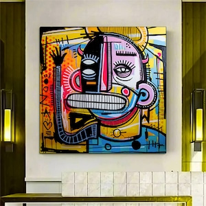 Arte callejero moderno, Arte de graffiti original, Pinturas murales abstractas únicas sobre lienzo, Arte de graffiti abstracto, Pinturas coloridas, Listo para colgar
