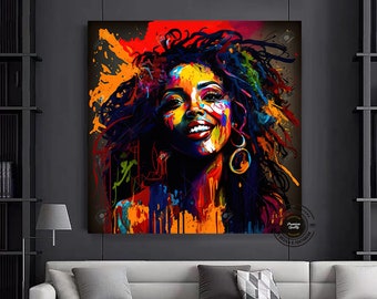 African American Woman Painting: Graffiti Pop Art Canvas Print