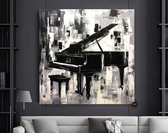 Abstract Piano Music Painting: Extra Large Framed Canvas Wall Art