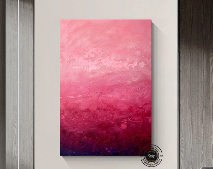 Minimalist abstract pink wall art, Large abstract painting print, Modern pink wall decor