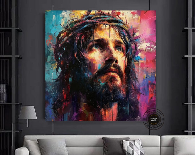 Jesus Canvas Art Print, Religous Gift, Christian Wall Decor, Bible Art, Contemporary Christian Art, Jesus Poster, Trendy Canvas Art