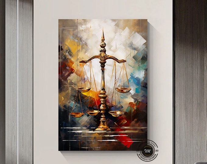 Scales of Justice Canvas Art, Lawyer Office Wall Decor, Print Wall Art, Gift For Lawyer, Lawyer Gifts, Balance of justice Painting On Canvas