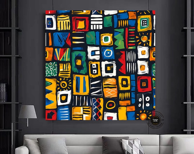 African Pattern Art Print, Ethnic Afro American Art Terracotta Geometric Tribal Style Boho Minimal Decor Housewarming Eco Friendly Gift