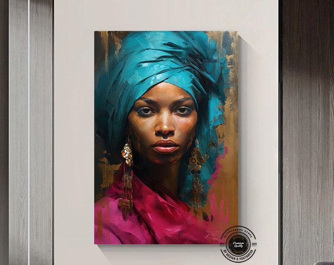 African American Art Canvas Large, Black Woman Portrait Art, Abstract African Woman Print, Colorful Abstract Art Prints, Oversized Wall Art
