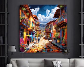 Cartagena Canvas Print: Colombian Street Scene, Latino Home Decor