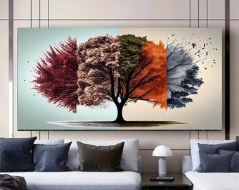 Summer Tree Canvas Art, Abstract Tree Artwork, Four Seasons Tree, Canvas Gift, Wall Art Canvas, Canvas Decor, Modern Canvas Art,