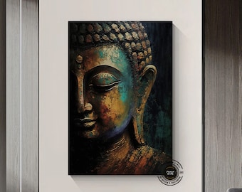Buddha Canvas Painting, Yoga Artwork, Meditation Art Print, Buddha Wall Art Landscape, Buddhist Wall Decor, Yoga Wall Art Lotus, Home Gift