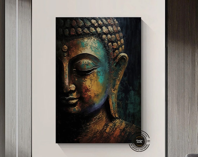 Buddha Canvas Painting, Yoga Artwork, Meditation Art Print, Buddha Wall Art Landscape, Buddhist Wall Decor, Yoga Wall Art Lotus, Home Gift