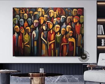 Abstract People Canvas Art: Colorful Faces, Modern Wall Decor
