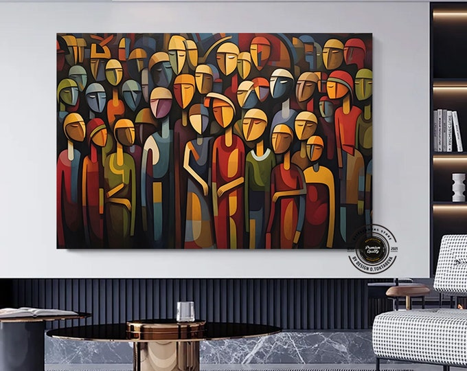 Contemporary Art Canvas, Abstract People Wall Decor, Abstract Canvas Art, Colorful Face Canvas Art, Human Face Poster, Modern Wall Decor,