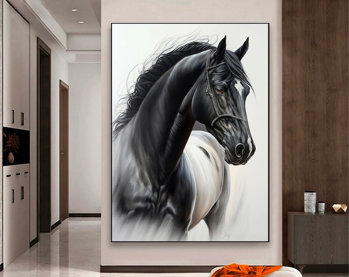 horse canvas wall art print, horse canvas print , horse canvas painting , prancing horse canvas decor , modern wall decor , office decor,