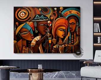 Framed African Art Poster: Tribal Mask Wall Decor