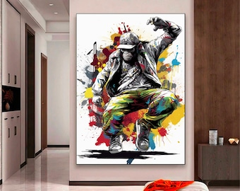 Graffiti Monkey Canvas Print, Abstract Wall Art