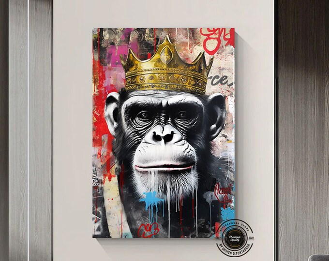 Graffiti Canvas Art Print, Pop Art Wall Art Large, Monkey Canvas, Graffiti Print, Pop Art Painting Print, Street Art Canvas Printss