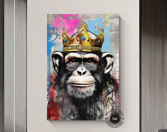 Monkey King Graffiti Canvas Art: Pop Street Art Print