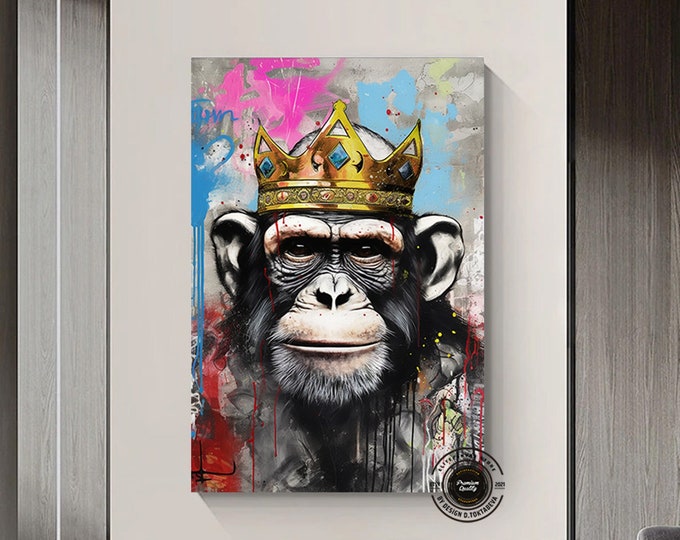 Graffiti Canvas Art Print, Pop Art Wall Art Large, Monkey Canvas, Graffiti Print, Pop Art Painting Print, Street Art Canvas Prints
