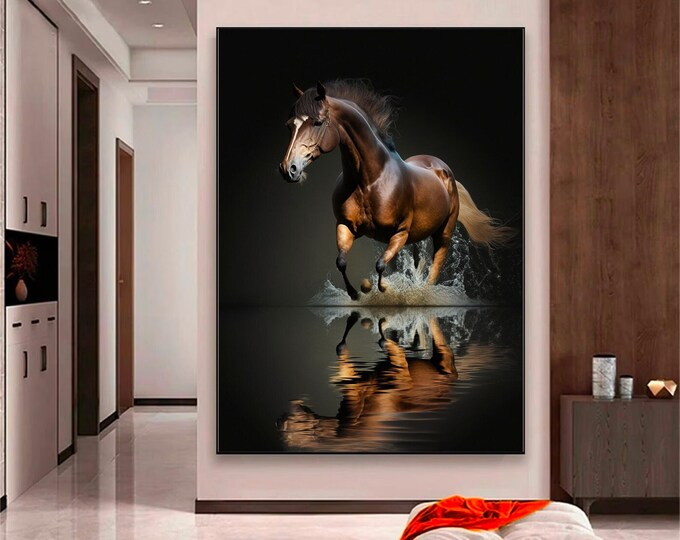 horse canvas wall art print, horse canvas print , horse canvas painting , prancing horse canvas decor , modern wall decor , office decor,