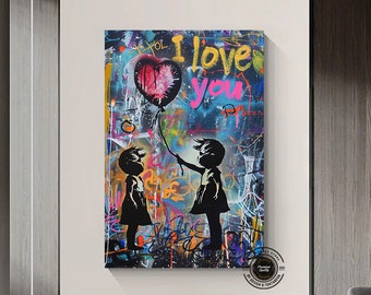 Ballon Girl Pop Art Canvas Print, Banksy Art, Ballon Girl Graffiti, Street Graffiti Wall Art, Banksy Ballon Girl Canvas